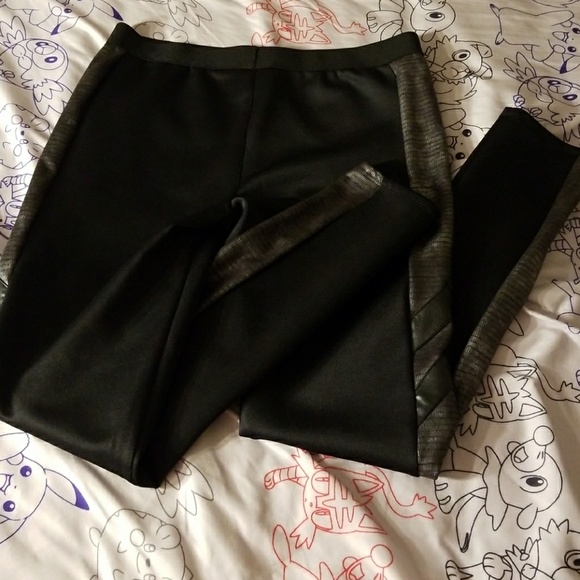 Mossimo Supply Co. Pants - Leggings fashion black leather stripes fancy